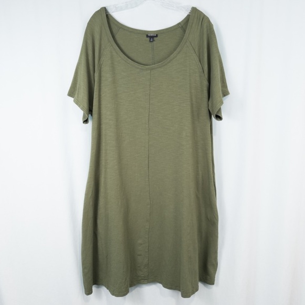Torrid‎ Mini Supersoft Raglan Swing T Shirt Dress Womens 2X Olive Green Pockets